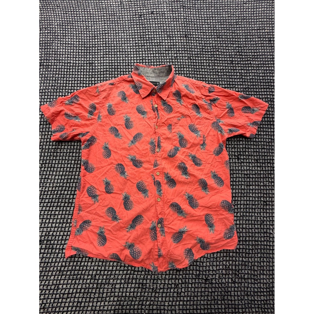 Ocean Current Button Down Shirt Mens Medium Red Pineapple Short Sleeve